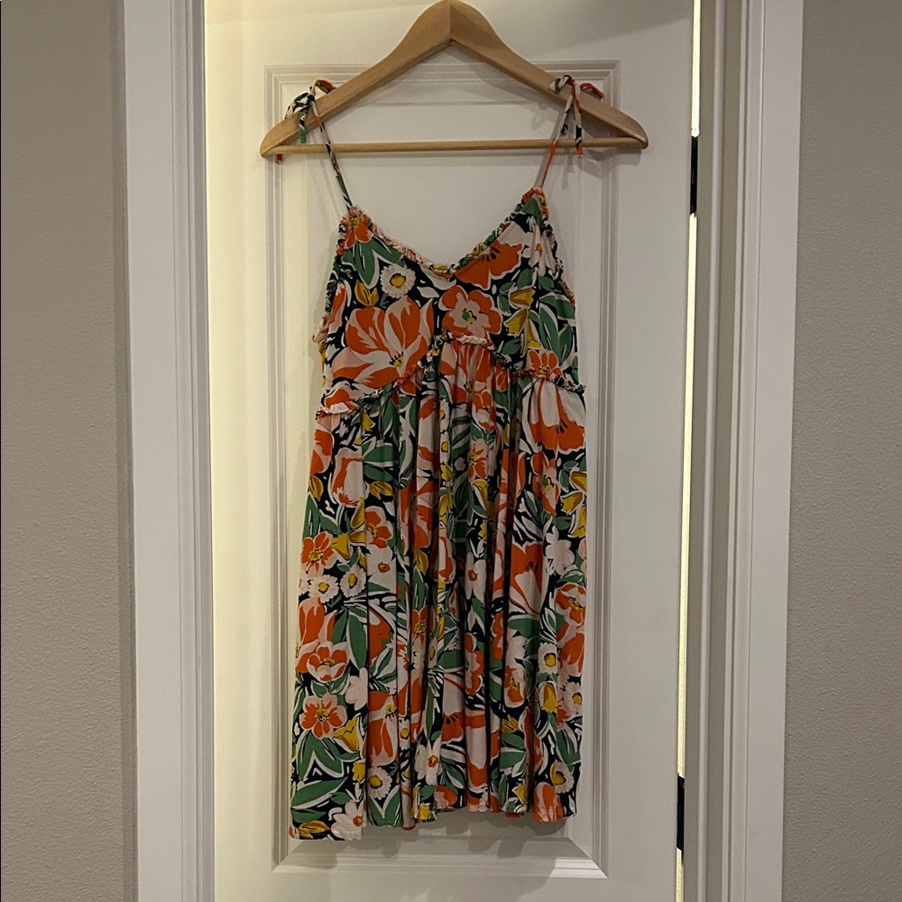 Patrons of Peace Floral Dress - Orange, Green, White